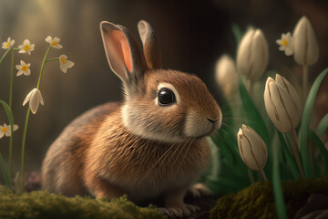 cute little easter bunny for promotions- made with generative ai