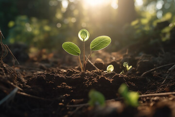 Nature's Miracle - Young Plant Thriving in Sunlight - Generative Ai
