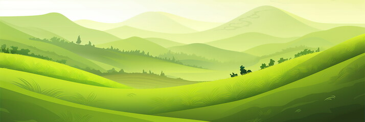 Obraz premium green grass and mountains