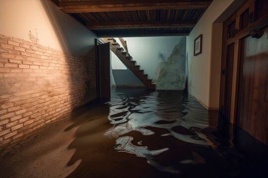 Hochwasser, Überflutung im Keller - Generative AI