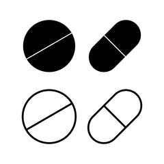 Pills icon vector illustration. capsule icon. Drug sign and symbol