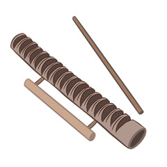 Bamboo reco-reco drawing. It is a scraper used as a percussion musical instrument in the sport of capoeira. Vector drawing isolated on white background.