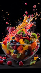 fruit salad in glass bowl Juice