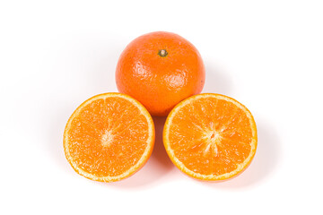 Fresh mandarin orange fruit isolated on white background.