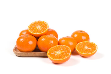 Fresh mandarin orange fruit isolated on white background.