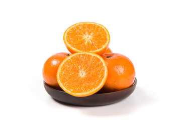 Fresh mandarin orange fruit isolated on white background.