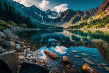 ポーランドのタトラ山脈と湖の美しい風景