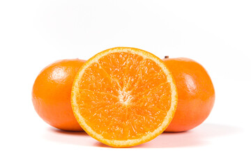 Fresh mandarin orange fruit isolated on white background.