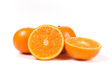 Fresh mandarin orange fruit isolated on white background.