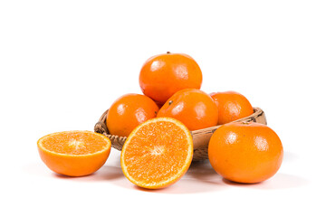Fresh mandarin orange fruit isolated on white background.