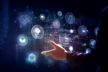 Fototapeta premium Internet of Things and automation as a source of innovation, boosting productivity, dependability, and repeatability in technology and business operations.
