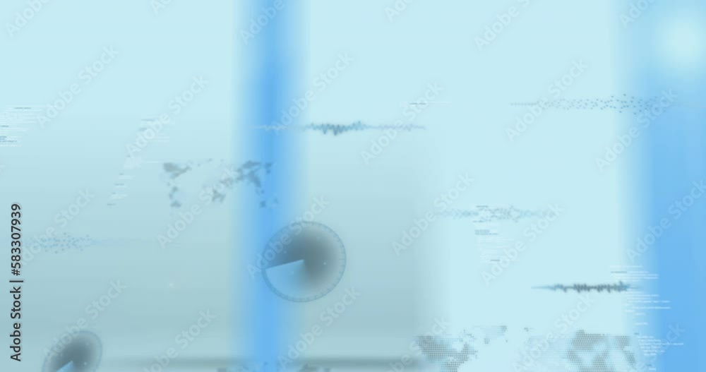 Poster animation of data processing over diverse it engineers by computer server