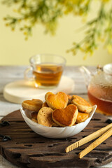 peanut cookies, skippy or kueh kacang in bowl. popular at hari raya, ramadhan