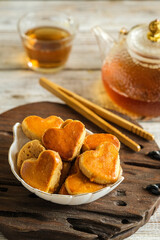 peanut cookies, skippy or kueh kacang in bowl. popular at hari raya, ramadhan