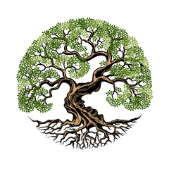 tree root illustration vector design with circle shape
