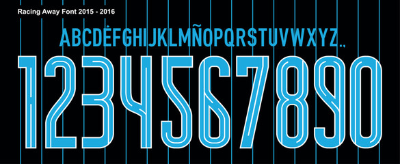 font vector team 2015 kit sport style font. football style font with lines. Racing font. academia .sports style letters and numbers for soccer team