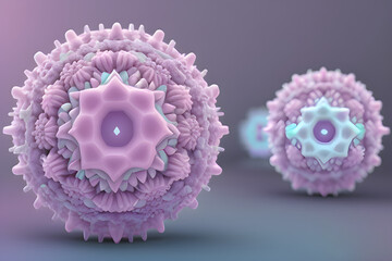 Microworld microbiological illustration of viruses or bacteria. Generative AI