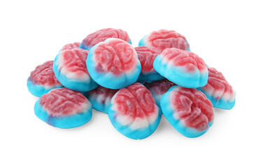 Delicious colorful candies on white background. Halloween sweets