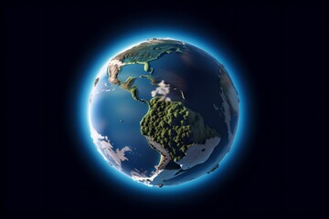 Planet Earth in space 3D illustration, world earth day background, generative ai illustration