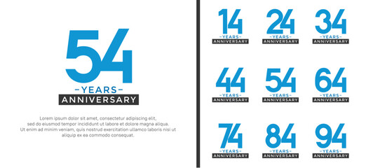 set of anniversary logo style blue and black color for celebration