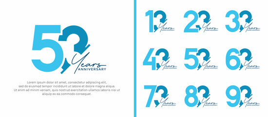 set of anniversary logo style blue color on white background for special moment