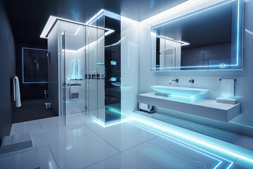 Futuristic Bathroom Design Concept 2. Generative AI