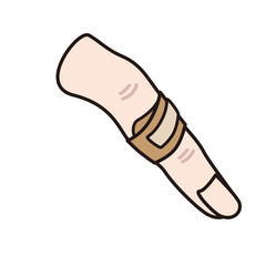 絆創膏を巻いた指のイラスト