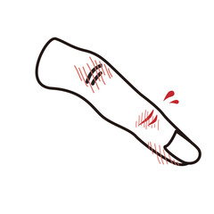 赤ぎれでただれた指の線画イラスト