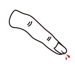爪が裂けて血が出た指の線画イラスト