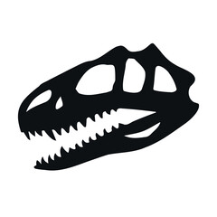 Vector hand drawn sketch tyrannosaurus dinosaur skull silhouette isolated on white background