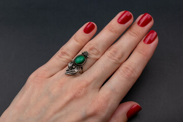 Fancy ring background, old vintage jewelry concept, promotional photo for an online jewelry store	