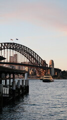 Fototapeta premium Sydney city harbour bridge at sunset