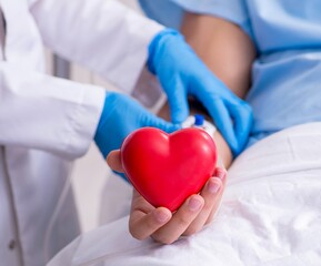 Male patient getting blood transfusion in hospital clinic