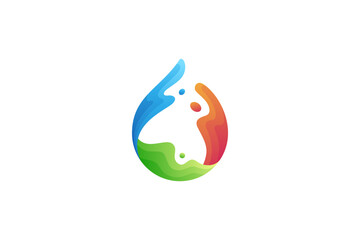 water drop and splash colorful gradient logo