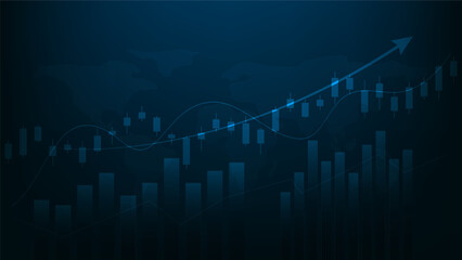 Financial business statistics with bar graph and candlestick chart show stock market price
