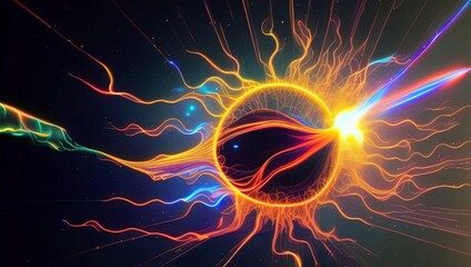 Abstract Ball With Plasma Streaks Energy Space Background Wallpaper Generative AI Illustration
