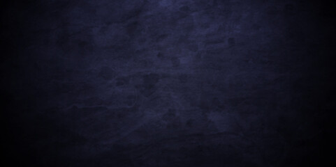 Dark blue grunge background texture with black vignette in old vintage textured backdrop border design. Dark Blue Stucco Texture Background. 
