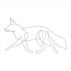 Fox in line art and abstract icon. Fox wall art decoration design. Abstract and minimalist outline fox icon. Continuous one line drawing of a fox. Vector illustration