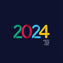 Colorful number 2024 vector. Happy New Year 2024 design with unique colorful numbers. Premium vector design for poster, banner, greeting, and New Year 2024 celebration.