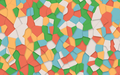 Bright abstract mosaic seamless pattern. Vector background. For design and decorate backdrop. Endless texture. Ceramic tile fragments. Colorful broken tiles trencadis