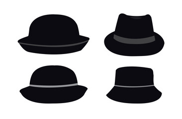 Man's retro hat, Hat vector icon set on white background