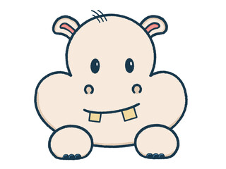 Cute hippo isolated