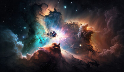 宇宙空間に浮かぶ星雲
