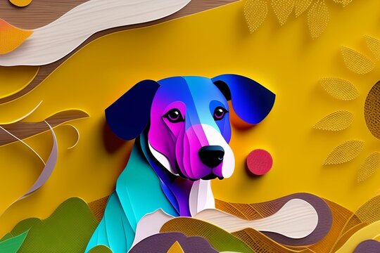 A dog  paper quiling