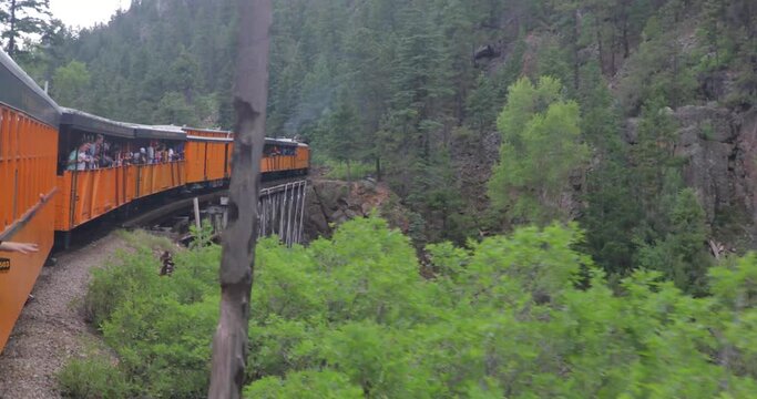 Durango Silverton steam train on a bridge San Juan National Forest