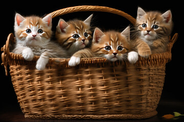 Fototapeta na wymiar Basket Full of kittens, generative AI