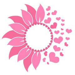 Half Sunflower with Heart Designs