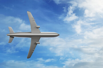 Airplane flying on 3d illustration