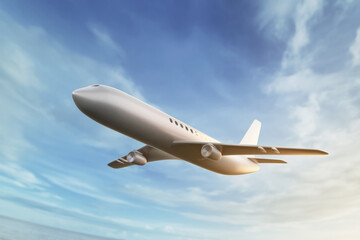 Fototapeta na wymiar Airplane flying on 3d illustration