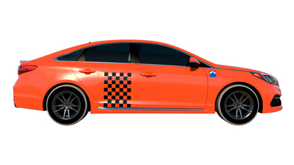 Orange car taxi 1- Lateral view png